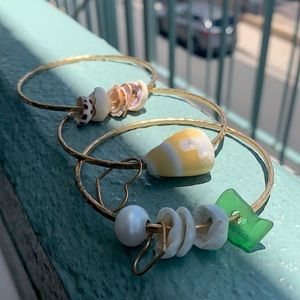 Gold Filled Bangles with Real Shells.